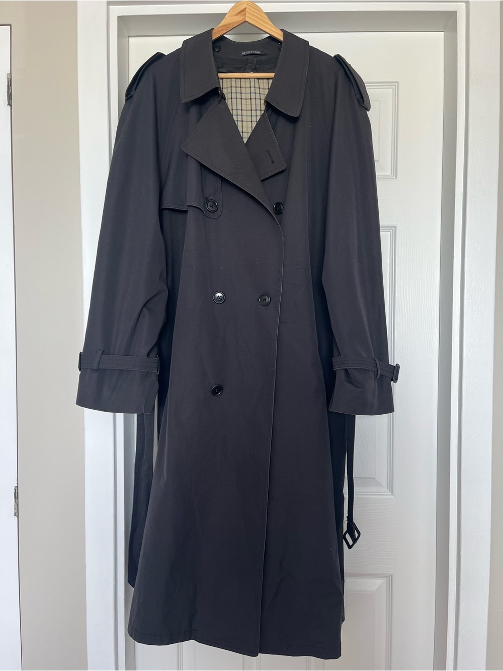 London Fog Black Double-Breasted Trench Coat
